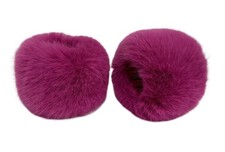 Women's Winter Wrist Cuffs Warmers Faux Fur Fluffy Dark Pink