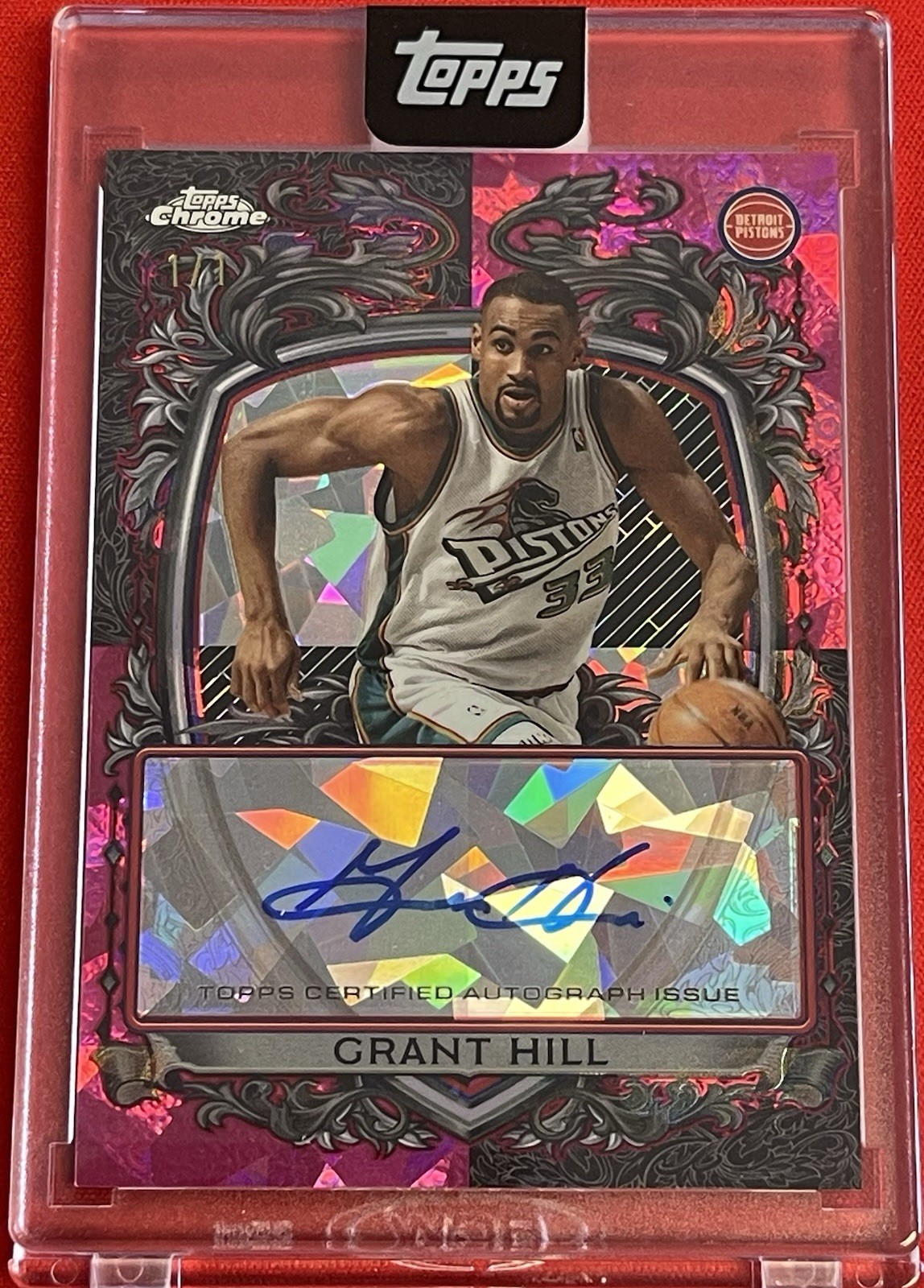 GRANT HILL 2025/26 TOPPS CHROME SAPPHIRE SIGNATURE STYLE PADPARADSCHA AUTO 1/1