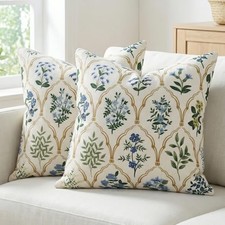 Blue Green Floral Pillow Covers 18x18 18" x 18" Pack of 2 Blue Green Yellow