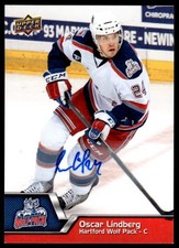 2014-15 Upper Deck AHL Autographs Oscar Lindberg Auto Hartford Wolf Pack #124