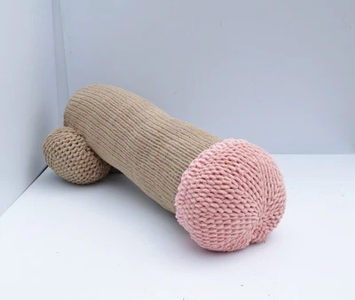 34" Large Penis Body Pillow with Ribbed Shaft Handmade! Knit & Crochet Gag Gift - Image 1 of 4