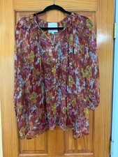 NWT - Johnny Was Micah Silk Floral Peasant Blouse Boho W/ Cami L10822 - Size L