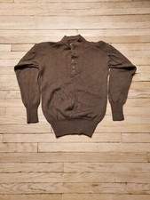 vintage 100 wool Brown Henley style Army Sweater men's Large
