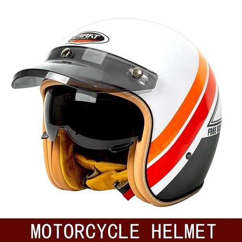 CARAT Half Face Motorcycle Helmet Vintage Retro Scooter Jet Helmet Cruiser - Picture 3 of 17