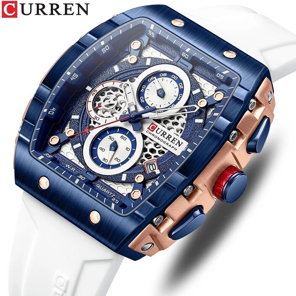 CURREN Men Watches Rectangle Sport Watch Chronograph Wristwatch