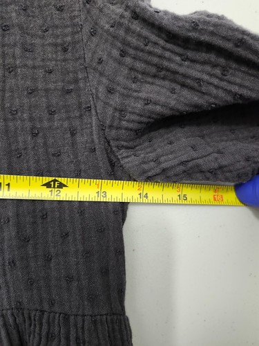 Zara Dress Girls 7 Gray Midi Maxi Flare Tier Gauze Swiss Clip Dot Cotton Solid - Picture 13 of 16