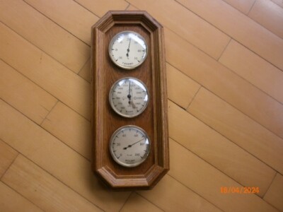 Vintage Eichen Wetterstadion Hygro Baro Thermo Meter 39 x 16 cm