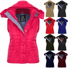 Ladies Sleevless Hooded Quilted Womens Body Warmer Jacket