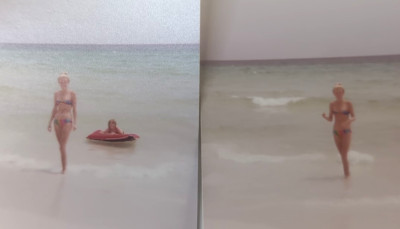 Lot Of 2: 1970's Vintage Photos, Blonde Bombshell Bikini Florida Beach 3.5x3.5 F