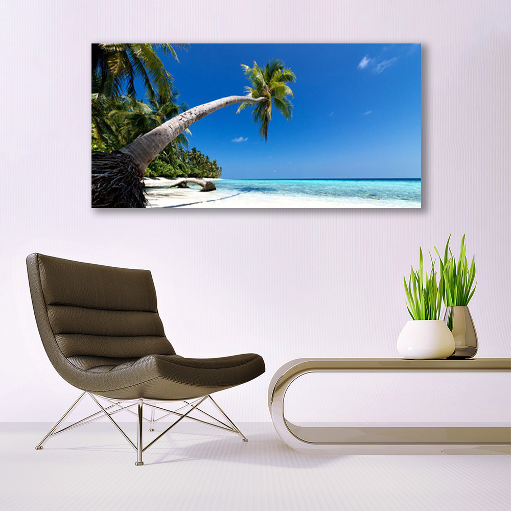 Tableau paysage mer sous verre 140x70 pour illuminer un mur sombre