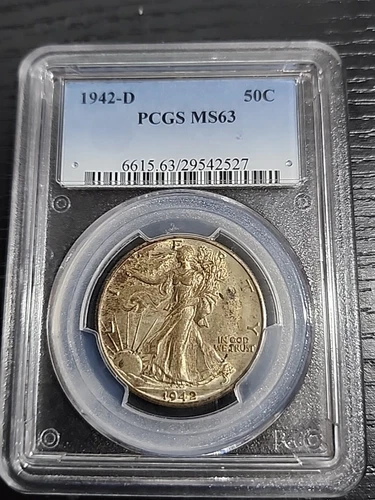 1942-D Silver Uncirculated Walking Liberty Half Dollar PCGS MS63 Toned Free Ship