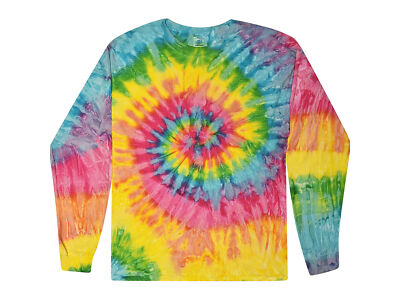 Long Sleeve Tie Dye T-Shirts Multicolor Adult Size XXX-Large Cotton Colortone
