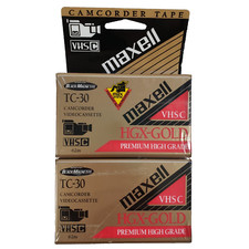 Maxell Camcorder Tape TC-30 VHS C Premium High Grade HGX-Gold Two Pack 2 NEW