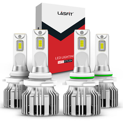 9005 9006 LED Headlight Kit Combo Bulbs High Low Beam Super Bright White 6000K