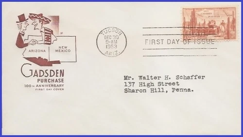 USA5 #1028 ADDR HOUSE OF FARNAM FDC   Gadsden Purchase