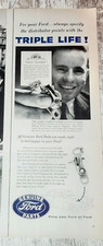 1956 Ford Vintage Print Ad Genuine Parts Distributor Points Service Ignition