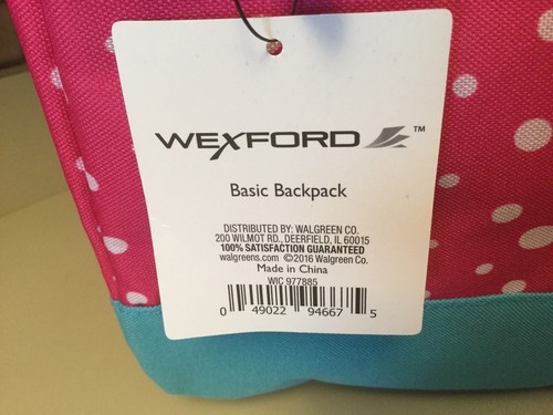 NEW Wexford Bookbag Backpack Pink Polka Dot W Turquoise Girls Back School NWT - Picture 2 of 10