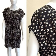 Madewell 100% Silk Floral Cross Back Dress Size 10 Hi-Low Slouchy Short Sleeve