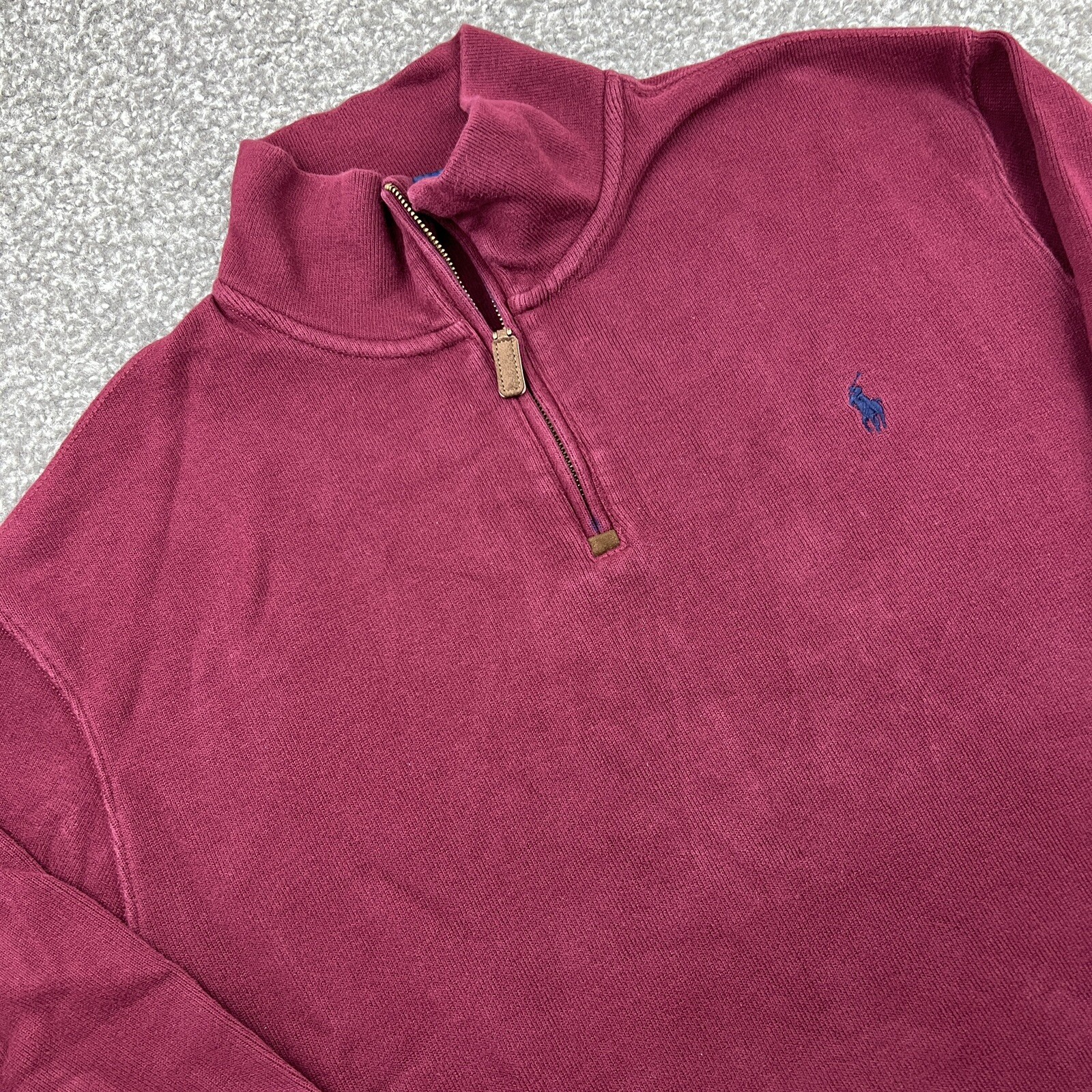 Ralph Lauren Polo Maglione Uomo XXL 2XL Rosso 1 4 Zip Pony Zip Felpa Pullover