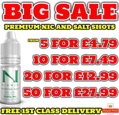 Nicotine Shots & Nic Salts Vape Drop E Liquid 10ml 18MG 20MG 50% 70% 100% VG  PG | eBay UK