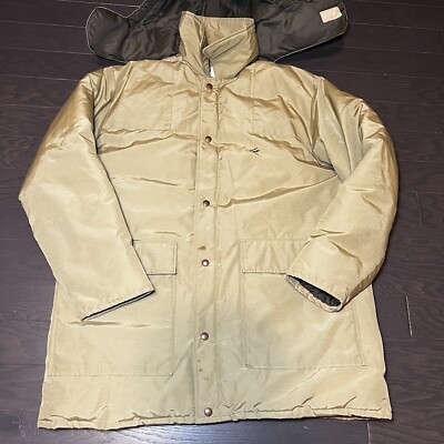 Vintage Red Head Jacket Mens Large Brown Parka Outdoor Hunting Removable Hood
