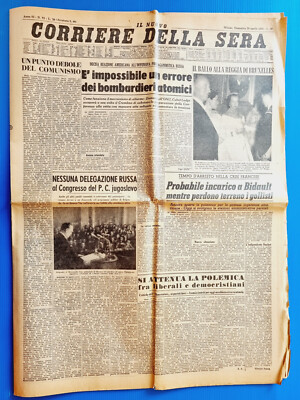 CORRIERE DELLA SERA 20 APRIL 1958 KING BALDWIN OF BELGIUM-ALBERT OF MONAC