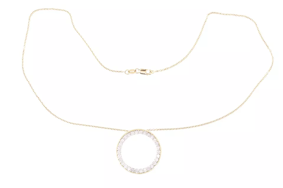 Collar Colgante Diamante Vintage Moneda Roberto Oro Amarillo 18k Círculo 1.0ct Foto 4 de 4