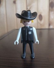 Playmobil Sheriff Black Hat Blonde Toy Figure 1974 Geobra Vintage Western