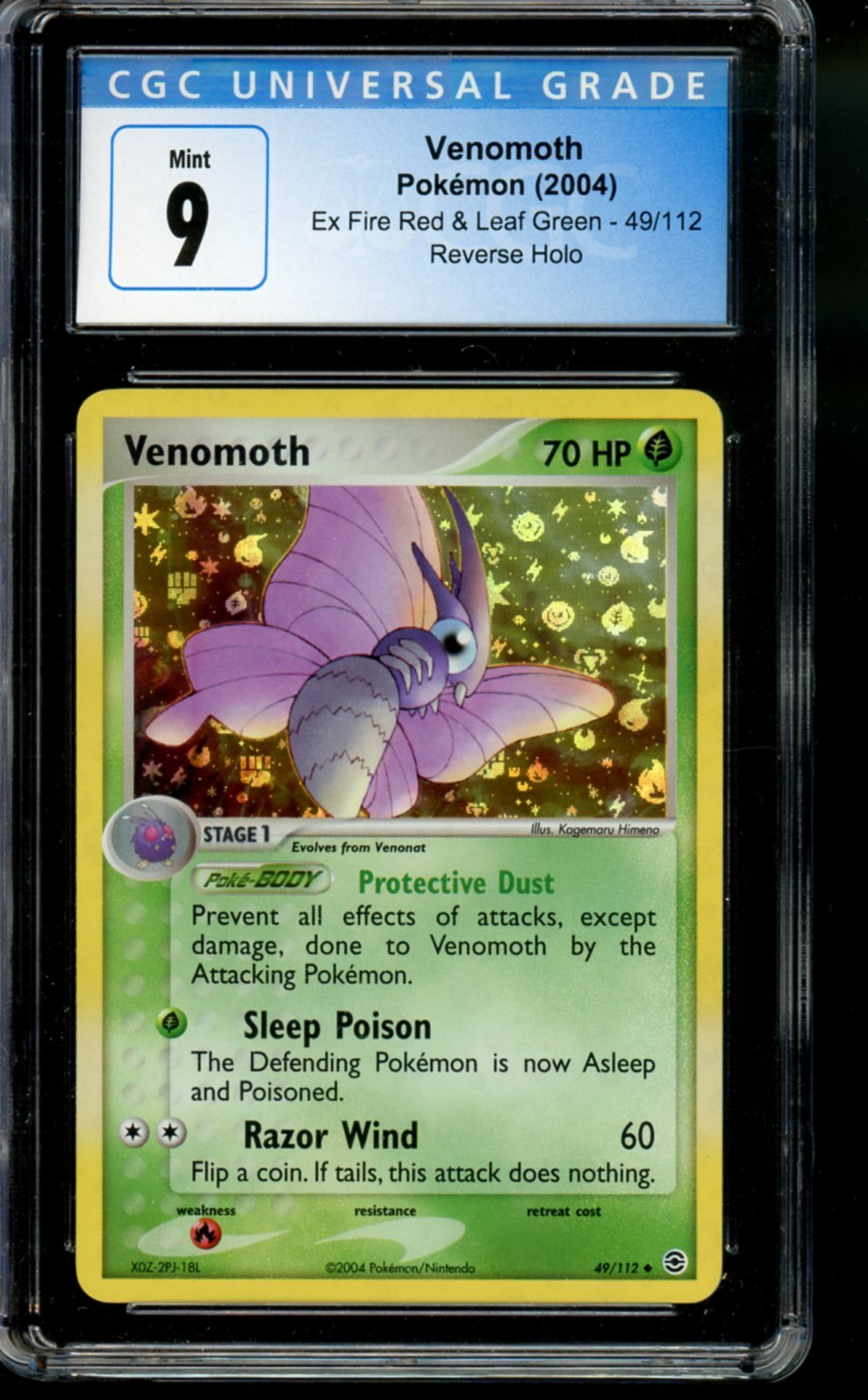 Venomoth 49/112 Pokemon TCG Fire Red Leaf Green Reverse Holo Graded CGC 9 Mint