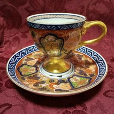 Arita porcelain Sosen kiln Gokunishiki Kinsai Koimari style Kinrande Cup & Sause