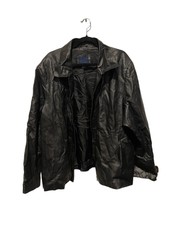 Venezia Jacket Black Leather Stand Collar Zip Front Pockets Quilt Lined Sz 22/24