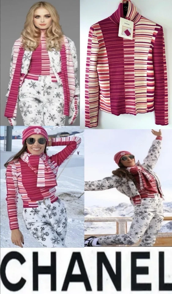 Chanel 2019 Rosa Blanco Rayas Suéter Top 34 36 38 2 4 6 Camisa Cuello Chaqueta M S Foto 3 de 4
