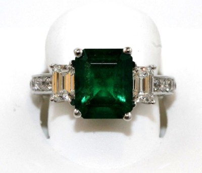5.68Ct GIA Zambian Emerald & Diamond Solitaire Ring 18k White Gold 