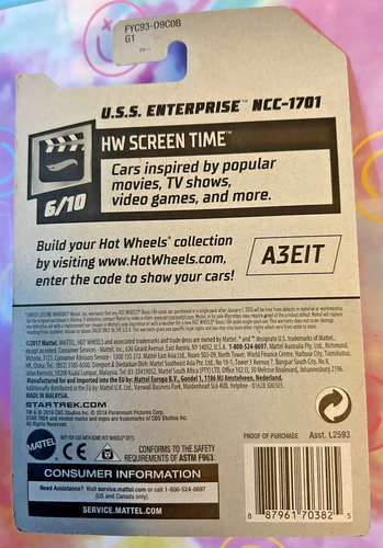 Hot Wheels USS ENTERPRISE NCC-1701 - HW SCREEN TIME - 2017 - NOC - Picture 3 of 3
