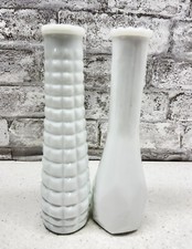 EO Brody Co Vintage White Milk Glass 2 Vases 8.75 Inch Vintage