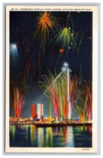 Fireworks Display Over Lagoon, Chicago Worlds Fair Illinois IL Postcard