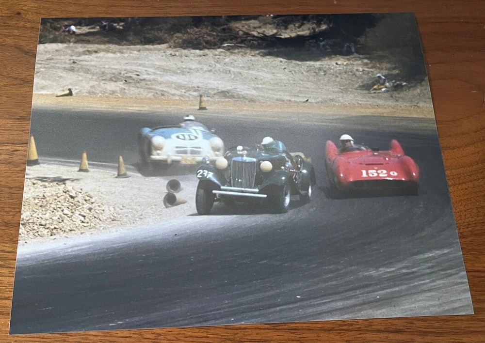 8x10 print / cars cornering at Paramount Ranch Road Races, 1957 - FREE SHIPPING