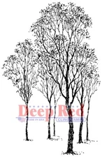 Deep Red Stamps Winter Trees Rubber Cling Stamp