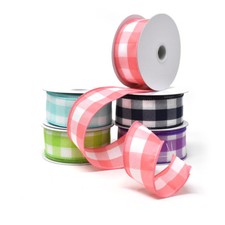 Jumbo Gingham Wired Linen Ribbon, 1-1/2-inch, 10-yard