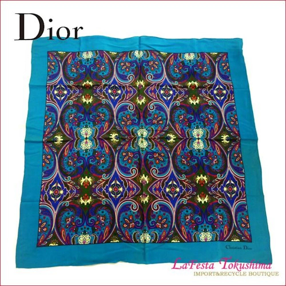 Christian Dior foulard carré soie 33x33 pouces soie bleu clair 04730a