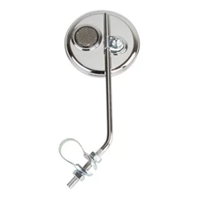 7" LONG BICYCLE BOLT ON LOWRIDER STEEL ROUND MIRROR W/BLACK REFLECTORS CHROME