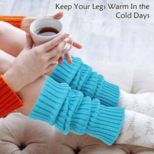 Women Leg Warmers Crochet Knit Ribbed Knee High Solid Winter Boot Wool Sock Long