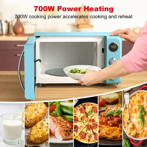 New Galanz 0.7 Cu ft Retro Countertop Microwave Oven Blue, 700 W - Picture 9 of 11