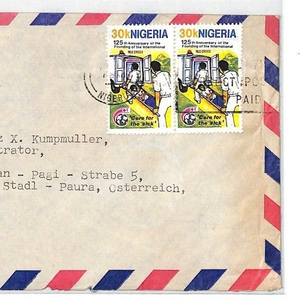 NIGERIA Austria Air Mail *MISSENT SYDNEY AUSTRALIA* Cover MIVA VEHICLES 1988 CF7 - Image 3 of 4