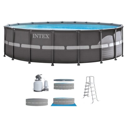 Intex 18ft X 52in Ultra Frame Pool Set with Sand Filter Pump Ladder Ground Cloth