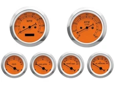 MOTOR METER RACING Classic Orange 6 Gauge Set Electrical Speedometer MPH °F PSI