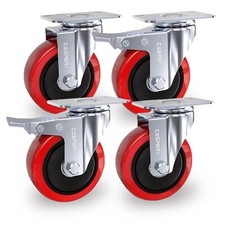 4 X Swivel Castor 100mm Heavy Duty Wheels Trolley Furniture Casters PU 700kg UK