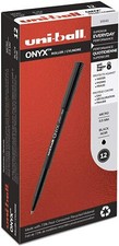 60040 uni-ball Onyx Stick Roller Ball Pen, Black Ink, Micro 0.5mm, Pack of 12