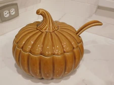 New Linens N Things Soup Tureen With Lid and Ladle Fall Harvest Pumpkin