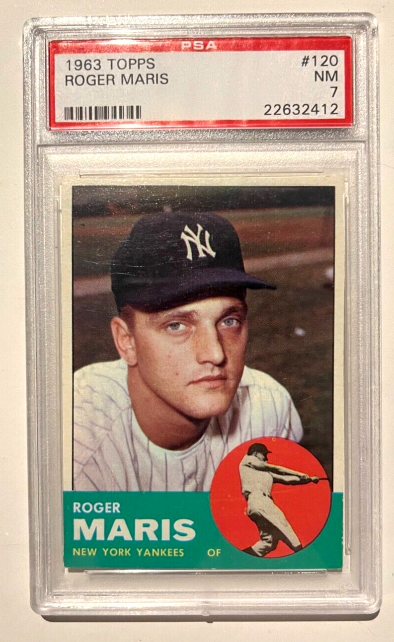 PSA 7 - 1963 Topps #120 Roger Maris, New York Yankee Star